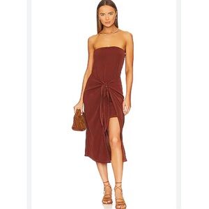 Elegant Strapless Brown Dress